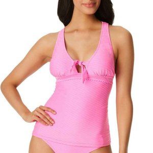 Jessica Simpson Pretty in Pique Strappy Back Tankini Top | Size S | NWT | Pink
